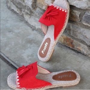 Red Tasseled Sandals